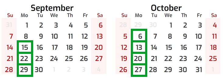 Irish Class Dates